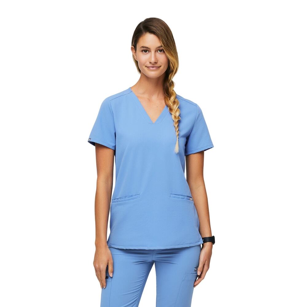 FIGS Casma Scrub Top Women's XL Ceil Blue Core V-Neck Medical Healthcore Nursing